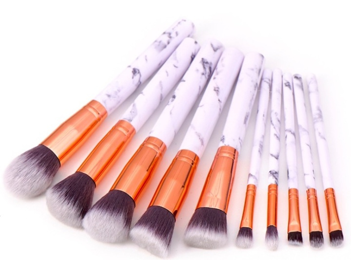 Professional gentle makeup brushes 10-Pack, Marble white in the group BEAUTY & HEALTH / Makeup / Tools & Make up set / Brushes at TP E-commerce Nordic AB (38-80288)