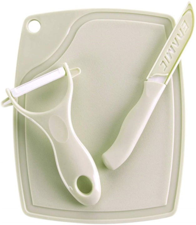 Fruit set 3 pieces - Peeling knife, Peeler, Cutting board, Green in the group HOME, HOUSEHOLD & GARDEN / Kitchen utensils / Other kitchen tools at TP E-commerce Nordic AB (38-80512)
