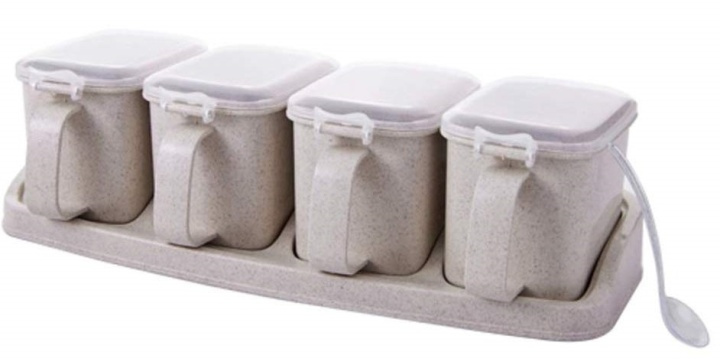 Spice jars/Storage jars 4 pcs, Beige in the group HOME, HOUSEHOLD & GARDEN / Kitchen utensils / Lunch boxes & Food containers at TP E-commerce Nordic AB (38-80538)