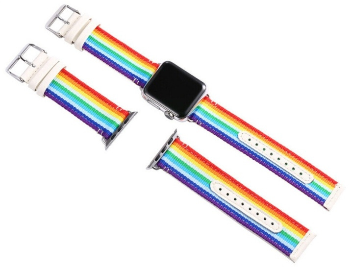 Textile watch strap for Apple watch 38 mm, Rainbow in the group SMARTPHONE & TABLETS / Excercise, home & leisure / Apple Watch & Accessories / Accessories at TP E-commerce Nordic AB (38-80840)