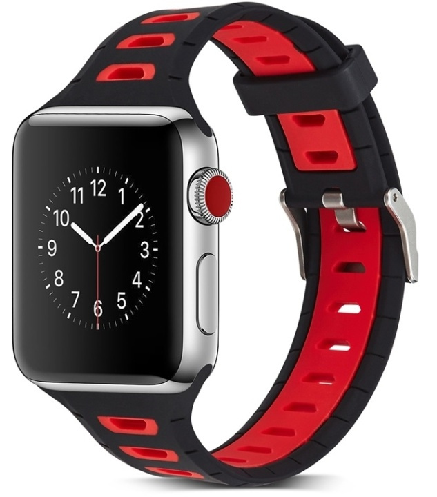 Silicone Watch Band compatible with Apple Watch, 38mm, Black, Red in the group SMARTPHONE & TABLETS / Excercise, home & leisure / Apple Watch & Accessories / Accessories at TP E-commerce Nordic AB (38-80895)