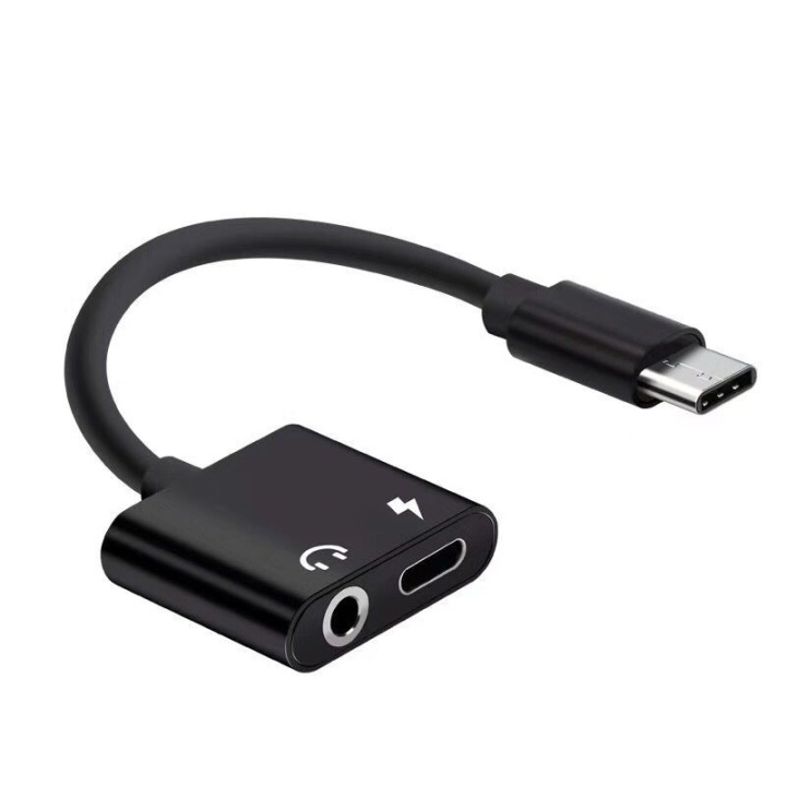 USB-C Dual Adapter, Laddning och 3,5 mm in the group SMARTPHONE & TABLETS / Chargers & Cables / Adapters at TP E-commerce Nordic AB (38-80914)