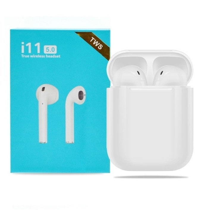 i11 TWS Trådlösa hörlurar, Bluetooth 5.0, med strömbox, Vit in the group HOME ELECTRONICS / Audio & Picture / Headphones & Accessories / Headphones at TP E-commerce Nordic AB (38-81051)