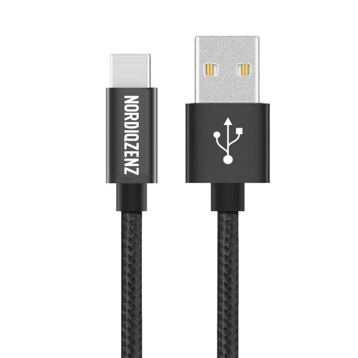 NORDIQZENZ USB-C Fabric Cable, 20cm, Black in the group SMARTPHONE & TABLETS / Chargers & Cables / Cables / Cables Type C at TP E-commerce Nordic AB (38-81346)