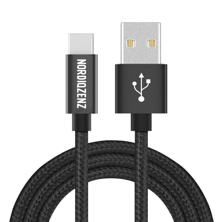 NORDIQZENZ USB-C Textile Cable, 1m, Black in the group SMARTPHONE & TABLETS / Chargers & Cables / Cables / Cables Type C at TP E-commerce Nordic AB (38-81348)