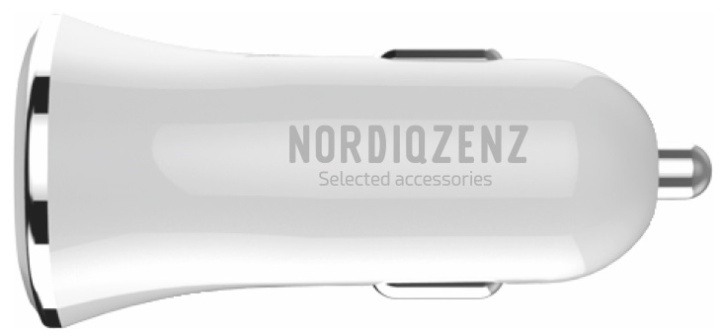 NORDIQZENZ Car Charger 2.4A, 2xUSB, White in the group SMARTPHONE & TABLETS / Chargers & Cables / Car chargers / Car chargers USB at TP E-commerce Nordic AB (38-81366)