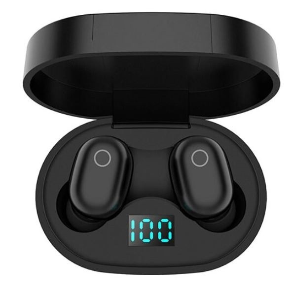 Trådlösa hörlurar, Bluetooth 5.0, med strömbox, Svart in the group HOME ELECTRONICS / Audio & Picture / Headphones & Accessories / Headphones at TP E-commerce Nordic AB (38-81428)