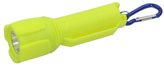 Flashlight suitable for diving with carabiner, Yellow in the group Sport, leisure & Hobby / Flashlights & Head lamps / Flashlights at TP E-commerce Nordic AB (38-81709)