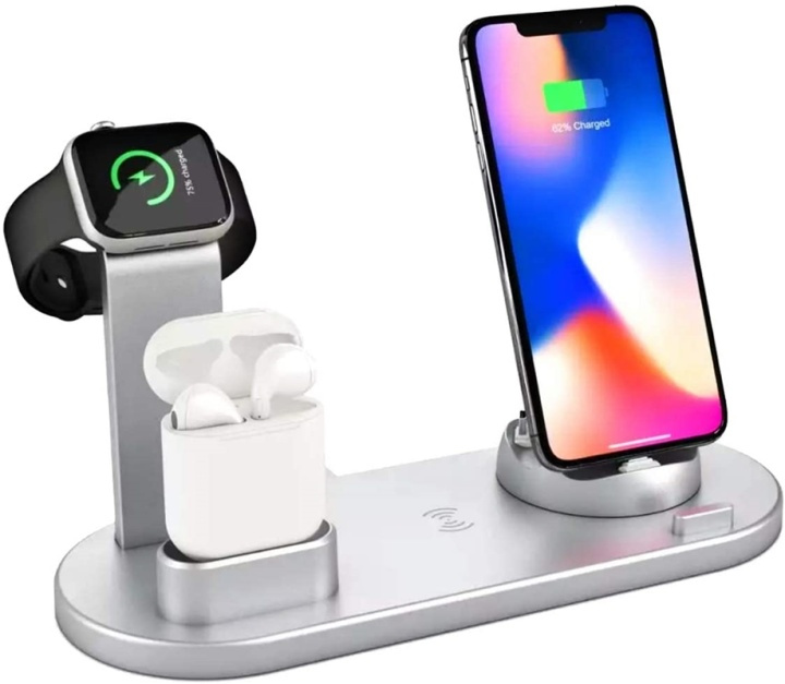 4 i 1 Dockningsstation med Trådlös Qi-laddning för Smartphone, iWatch, Airpods in the group SMARTPHONE & TABLETS / Chargers & Cables / Wireless Qi chargers at TP E-commerce Nordic AB (38-81726)