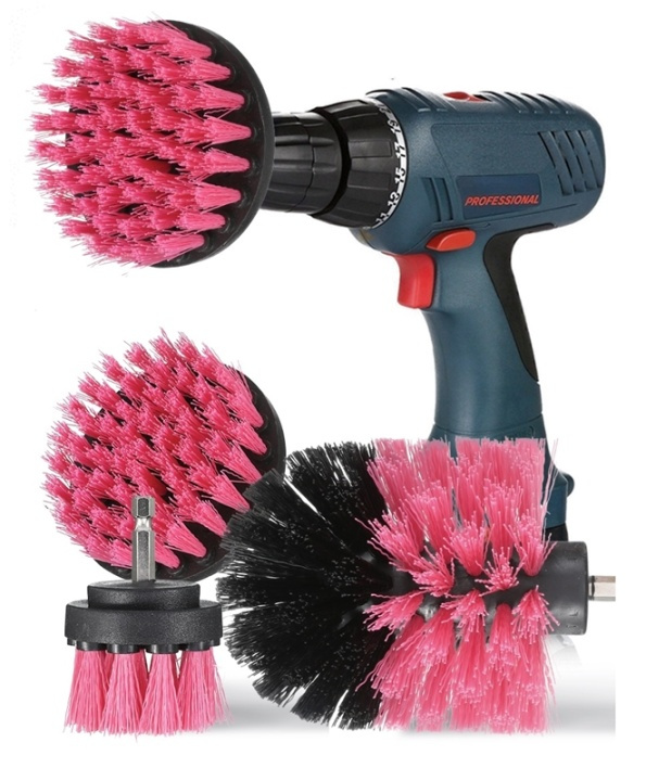 Cleaning brushes for drill/screwdriver, 4 parts, Pink in the group HOME, HOUSEHOLD & GARDEN / Cleaning products / Other cleaning accessories at TP E-commerce Nordic AB (38-81792)