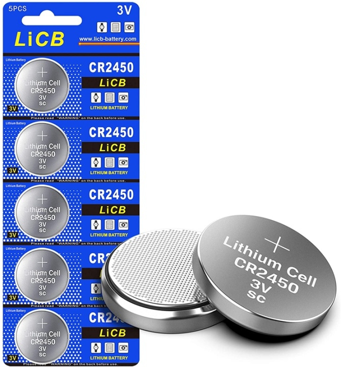 CR2450/3V, button cell battery, lithium, 5-pack in the group HOME ELECTRONICS / Batteries & Chargers / Batteries / Button cell at TP E-commerce Nordic AB (38-81812)
