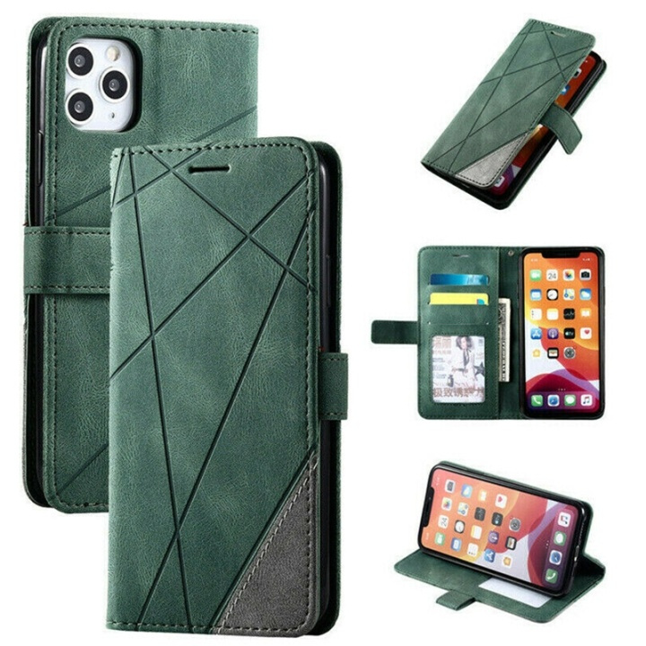 Mobile case with 3 card slots for iPhone 12 Mini, Green. in the group SMARTPHONE & TABLETS / Phone cases / Apple / iPhone 12 Mini / Wallet Case at TP E-commerce Nordic AB (38-81821)