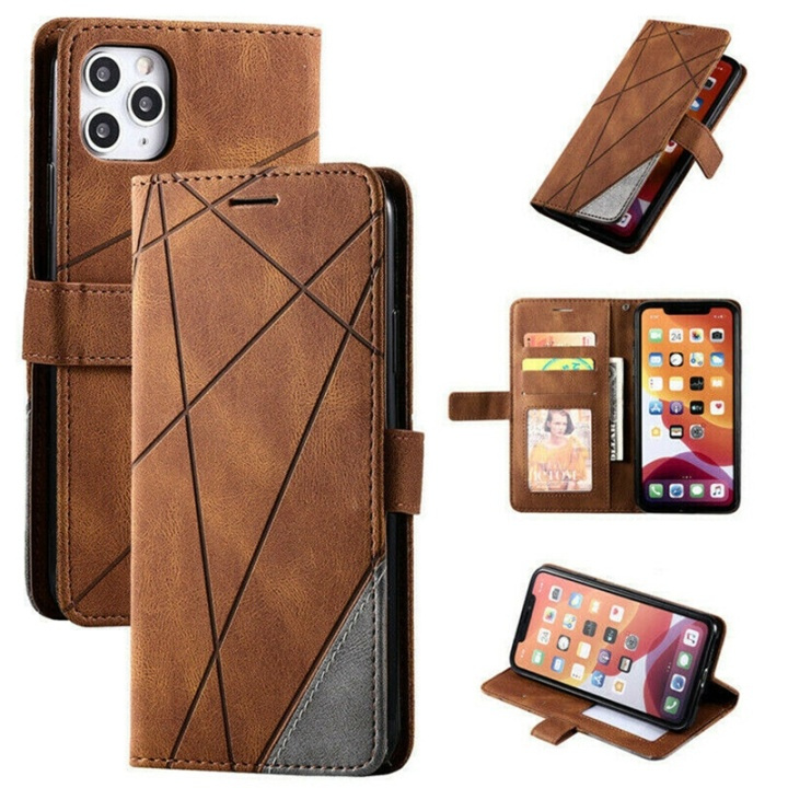 Mobile case with 3 card slots for iPhone 12 Mini, Brown. in the group SMARTPHONE & TABLETS / Phone cases / Apple / iPhone 12 Mini / Wallet Case at TP E-commerce Nordic AB (38-81822)
