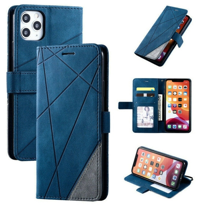 Mobile case with 3 card slots for iPhone 12 Mini, Blue. in the group SMARTPHONE & TABLETS / Phone cases / Apple / iPhone 12 Mini / Wallet Case at TP E-commerce Nordic AB (38-81825)