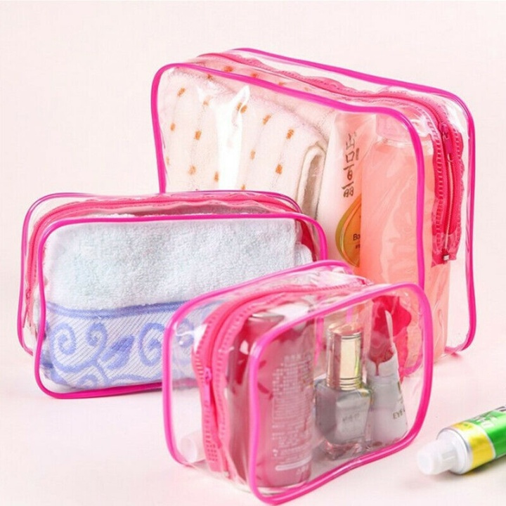 3in1 transparent toiletry bags, Pink in the group HOME, HOUSEHOLD & GARDEN / Bathroom / Toilet bags at TP E-commerce Nordic AB (38-81884)