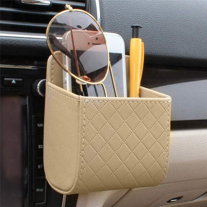 Stylish car phone holder in PU leather, Beige. in the group CAR / Car holders / Car holder smartphone at TP E-commerce Nordic AB (38-81903)