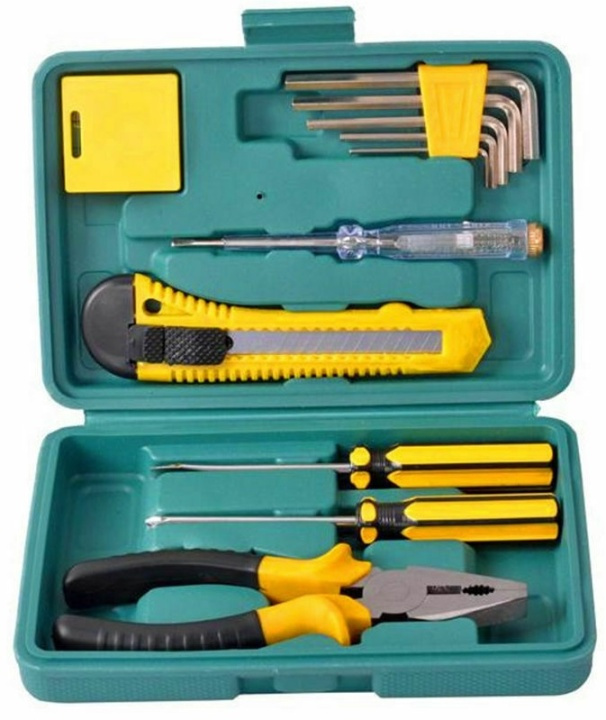 Small toolbox with 11 tools in the group HOME, HOUSEHOLD & GARDEN / Tools / Other tools & Accesories at TP E-commerce Nordic AB (38-81911)