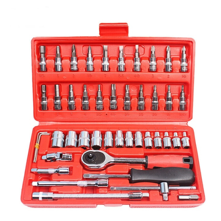 46-piece socket wrench set for car and motorcycle in the group CAR / Car accessories / Other Car accessories at TP E-commerce Nordic AB (38-81928)