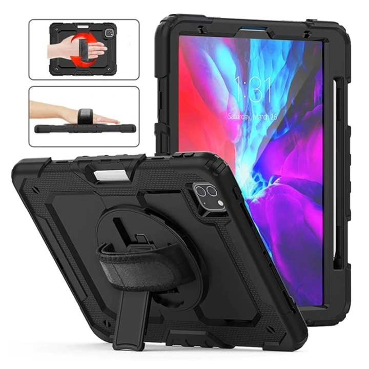 Case for iPad Air 4 2020 with pencil holder and shoulder strap, Black in the group SMARTPHONE & TABLETS / Tablet cases / Apple iPad at TP E-commerce Nordic AB (38-81971)