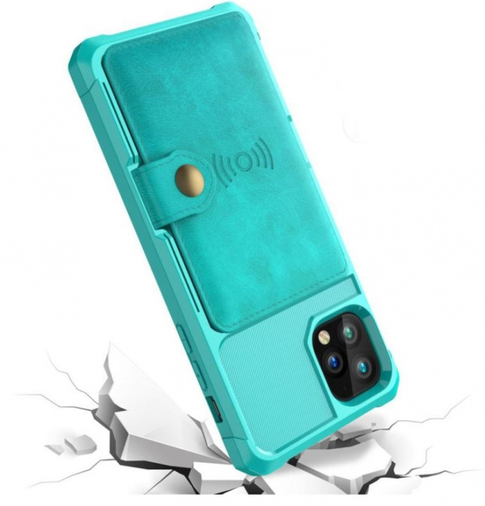 Case with card holder for iPhone 12 mini, Green in the group SMARTPHONE & TABLETS / Phone cases / Apple / iPhone 12 Mini / Cases at TP E-commerce Nordic AB (38-81975)