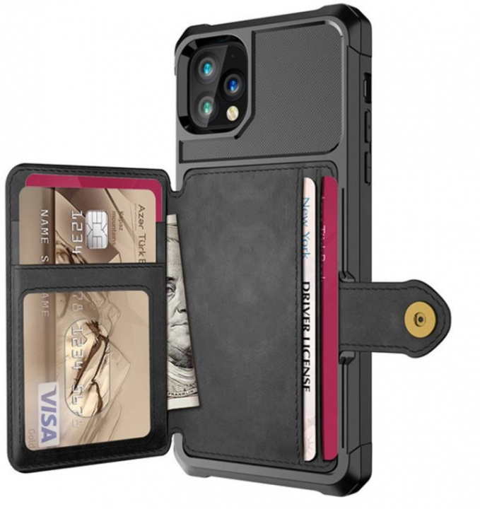 Case with card holder for iPhone 12 Pro Max, Black in the group SMARTPHONE & TABLETS / Phone cases / Apple / iPhone 12 Pro / Cases at TP E-commerce Nordic AB (38-81980)