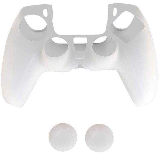 Silicone grip and 2 x silicone caps for PS5 controller, White. in the group HOME ELECTRONICS / Game consoles & Accessories / Sony PlayStation 5 at TP E-commerce Nordic AB (38-82118)