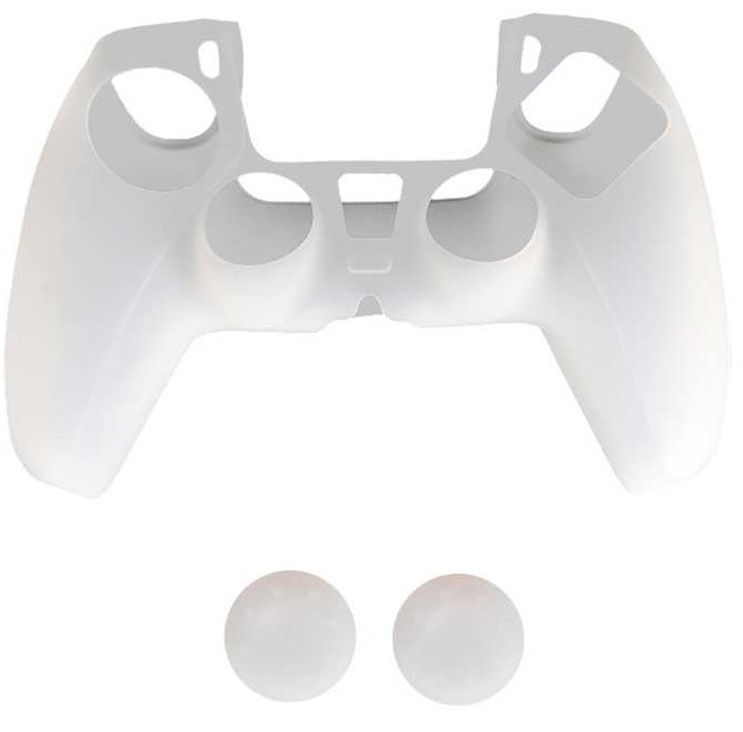 Silicone grip and 2 x silicone caps for PS5 controller, White. in the group HOME ELECTRONICS / Game consoles & Accessories / Sony PlayStation 5 / Accessories at TP E-commerce Nordic AB (38-82118)