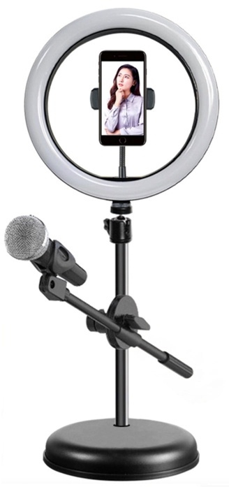 LED light with stand + mobile and microphone holder in the group HOME ELECTRONICS / Photo & Video / Photo equipment / Ring light at TP E-commerce Nordic AB (38-82453)
