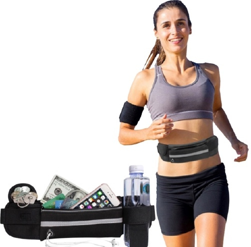 Sporty waist bag, Black in the group SMARTPHONE & TABLETS / Phone cases / Universal protection / Wallet Case at TP E-commerce Nordic AB (38-82635)