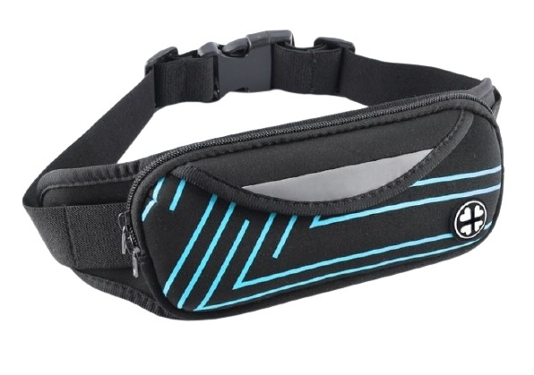 Sporty waist bag with stripes, Blue in the group SMARTPHONE & TABLETS / Phone cases / Universal protection / Wallet Case at TP E-commerce Nordic AB (38-82637)
