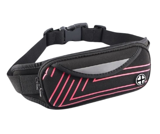 Sporty waist bag with stripes, Pink in the group SMARTPHONE & TABLETS / Phone cases / Universal protection / Wallet Case at TP E-commerce Nordic AB (38-82638)