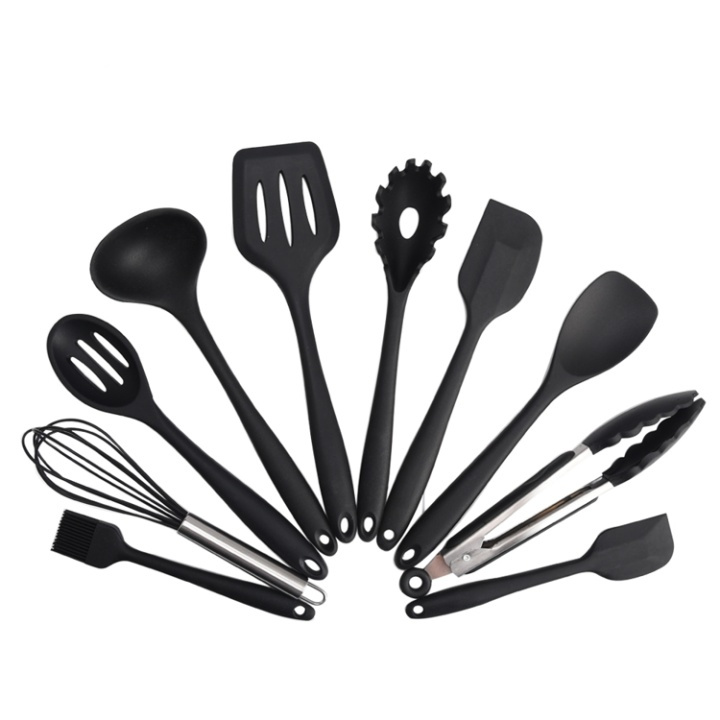 Kitchen utensils in silicone 10 parts, Black in the group HOME, HOUSEHOLD & GARDEN / Kitchen utensils / Other kitchen tools at TP E-commerce Nordic AB (38-82705)