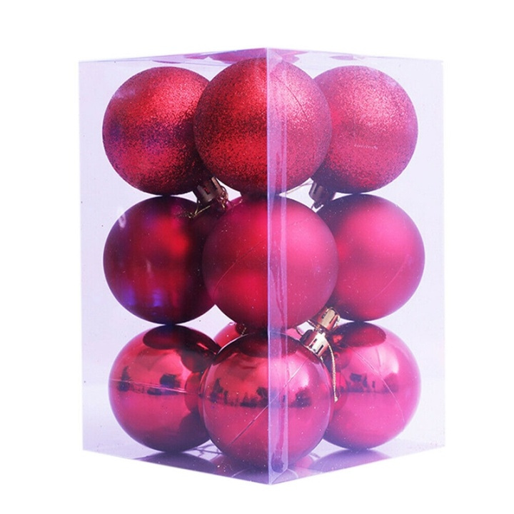Christmas tree ornaments 12pcs, Red in the group HOME, HOUSEHOLD & GARDEN / Interior / Christmas decorations at TP E-commerce Nordic AB (38-82928)