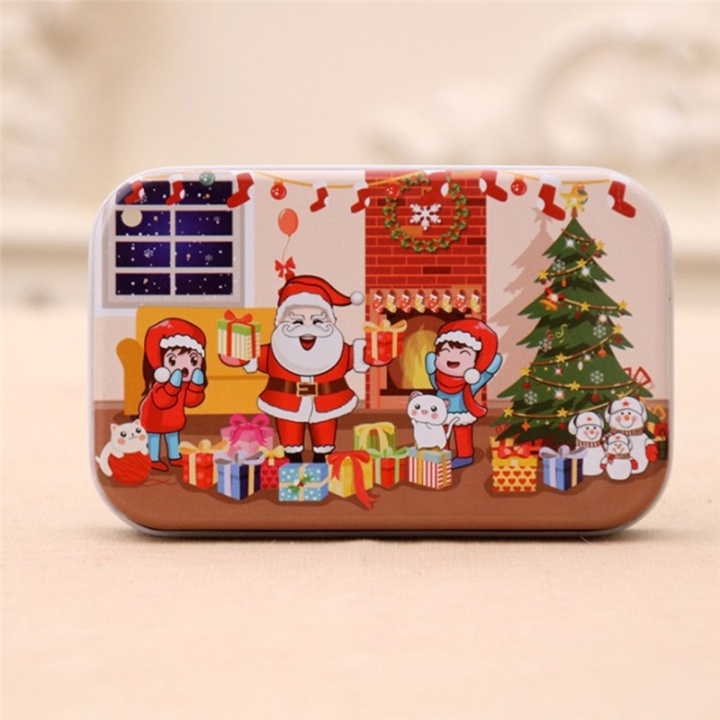 Wooden puzzle in a tin box with a Christmas theme 60 pieces, Christmas gift distribution in the group TOYS, KIDS & BABY PRODUCTS / Toys / Puzzles at TP E-commerce Nordic AB (38-83017)