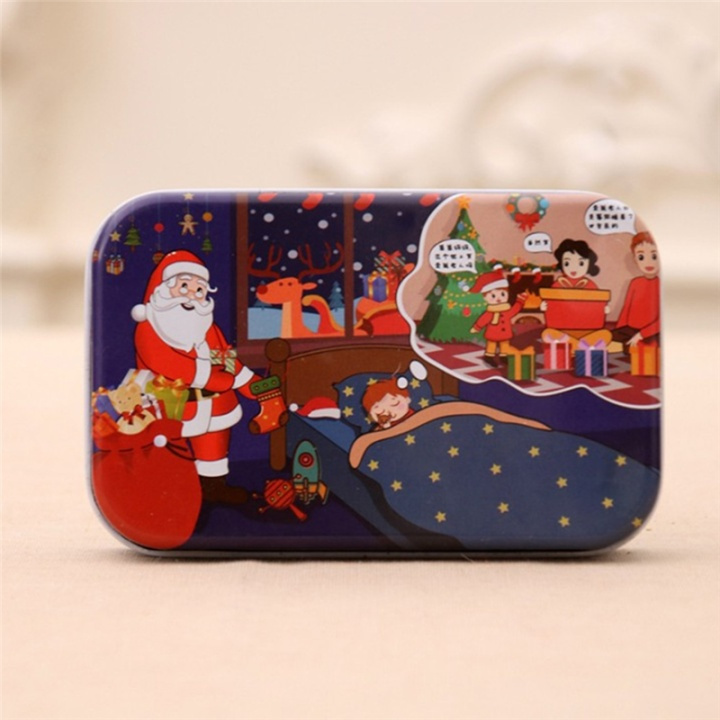 Wooden puzzle in a tin box with a Christmas theme 60 pieces, Bedroom in the group TOYS, KIDS & BABY PRODUCTS / Toys / Puzzles at TP E-commerce Nordic AB (38-83018)