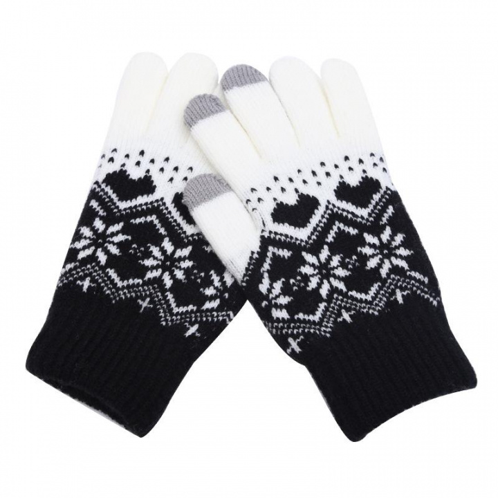 Mittens with touch function and winter pattern, Black/White in the group Sport, leisure & Hobby / Accessories / Mittens & Gloves at TP E-commerce Nordic AB (38-83033)