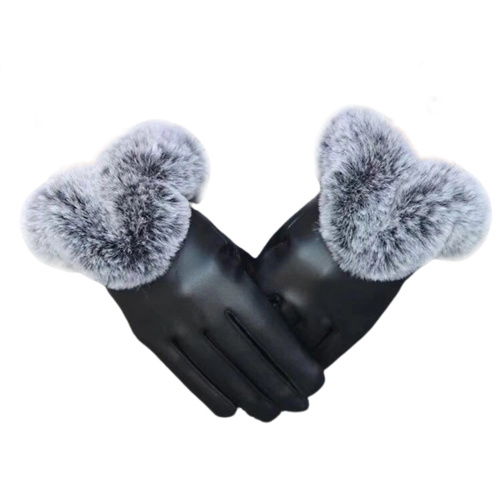 Stylish touchscreen gloves in faux leather and faux fur, M in the group Sport, leisure & Hobby / Accessories / Mittens & Gloves at TP E-commerce Nordic AB (38-83040)