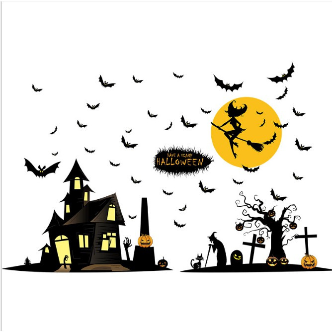 Wall decoration with Halloween motif, Haunted house 60x90cm in the group HOME, HOUSEHOLD & GARDEN / Interior / Halloween at TP E-commerce Nordic AB (38-83055)