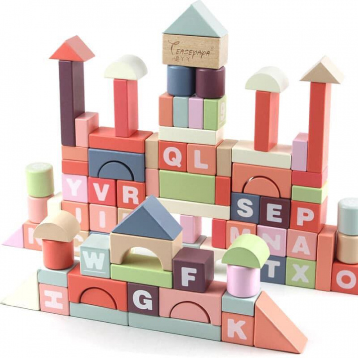Wooden blocks in fun colors, 94 pcs in the group TOYS, KIDS & BABY PRODUCTS / Toys / Building toys / Toy blocks at TP E-commerce Nordic AB (38-83075)