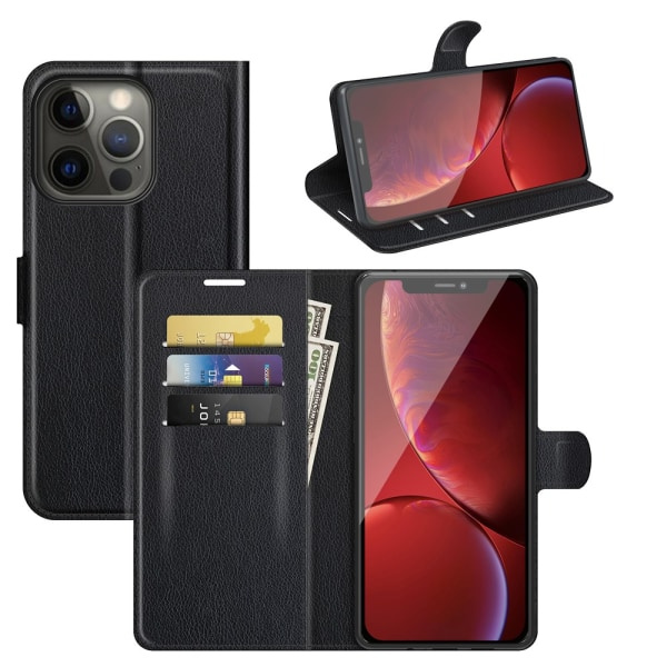 PU-leather case for iPhone 13, Black in the group SMARTPHONE & TABLETS / Phone cases / Apple / iPhone 13 / Wallet Case at TP E-commerce Nordic AB (38-83142)