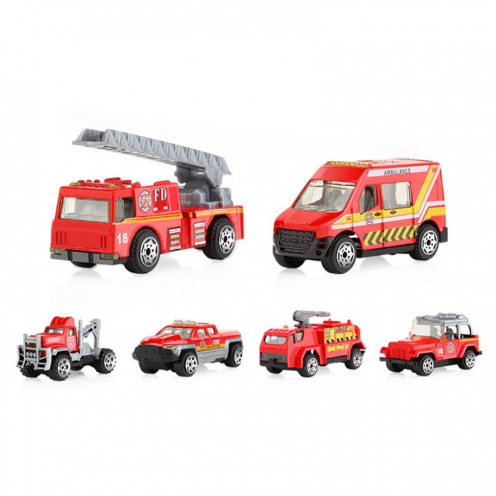 Set med 6st brandfordon bl.a. brandbil in the group TOYS, KIDS & BABY PRODUCTS / Toys / Toy cars at TP E-commerce Nordic AB (38-83165)