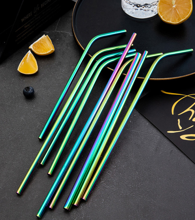 8 colorful straws in stainless steel in the group HOME, HOUSEHOLD & GARDEN / Kitchen utensils / Other kitchen tools at TP E-commerce Nordic AB (38-83191)