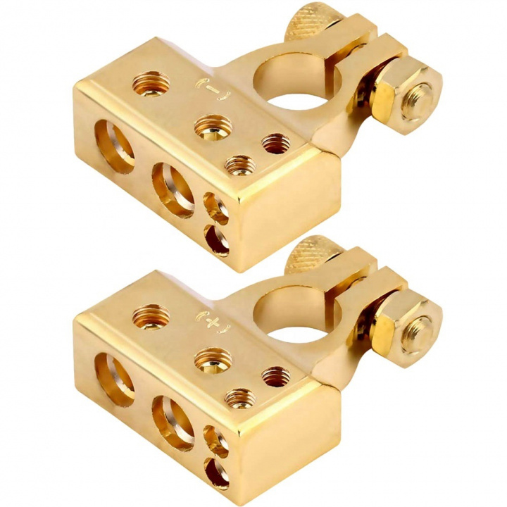 Gold plated battery lug (plus and minus) in the group CAR / Car accessories / Other Car accessories at TP E-commerce Nordic AB (38-83221)