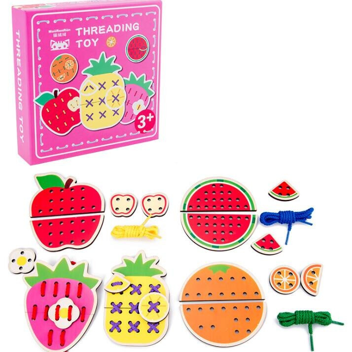 Wooden card - thread, fruit motif in the group TOYS, KIDS & BABY PRODUCTS / Toys / Crafts at TP E-commerce Nordic AB (38-83253)