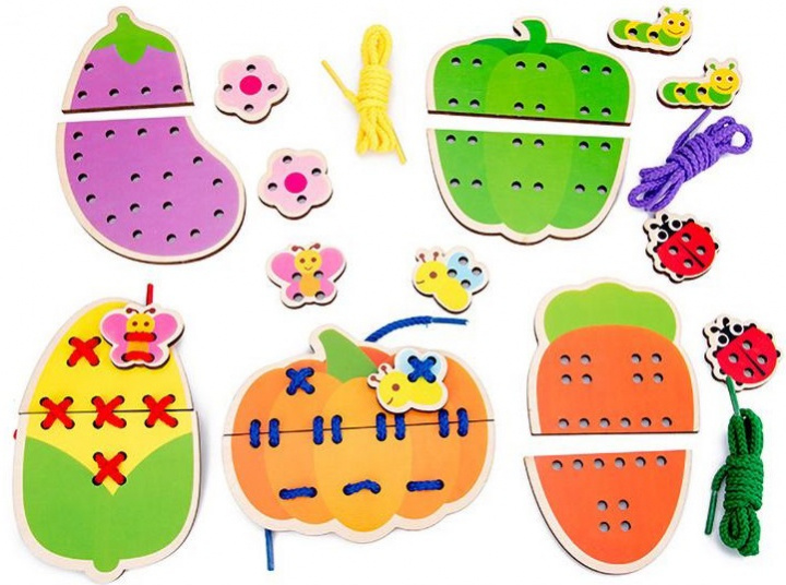 Wooden cards - thread, Vegetables in the group TOYS, KIDS & BABY PRODUCTS / Toys / Crafts at TP E-commerce Nordic AB (38-83254)
