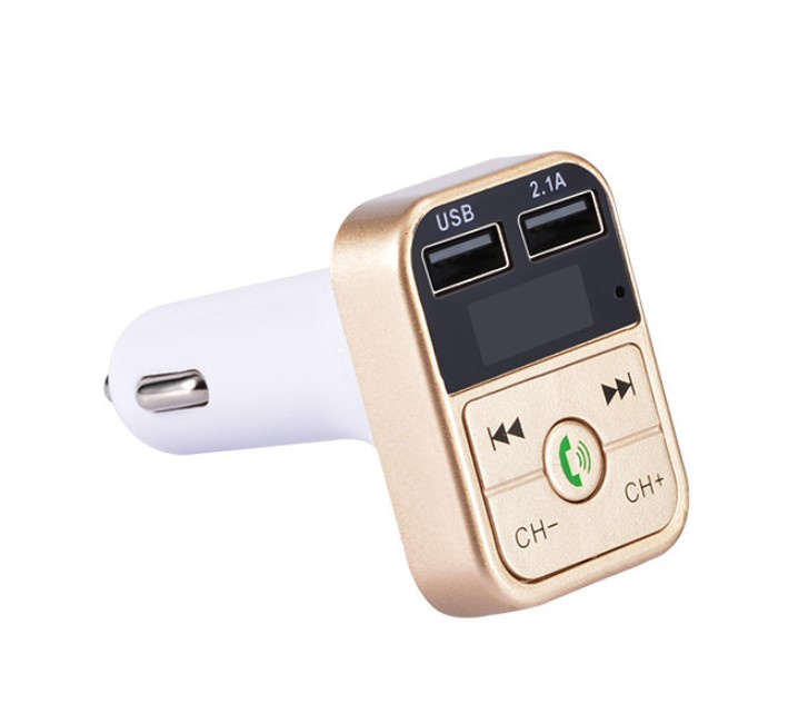 2-in-1 FM Transmitter with dual USB sockets, display and buttons, Gold in the group CAR / Car audio & Multimedia / FM-transmitters at TP E-commerce Nordic AB (38-83315)