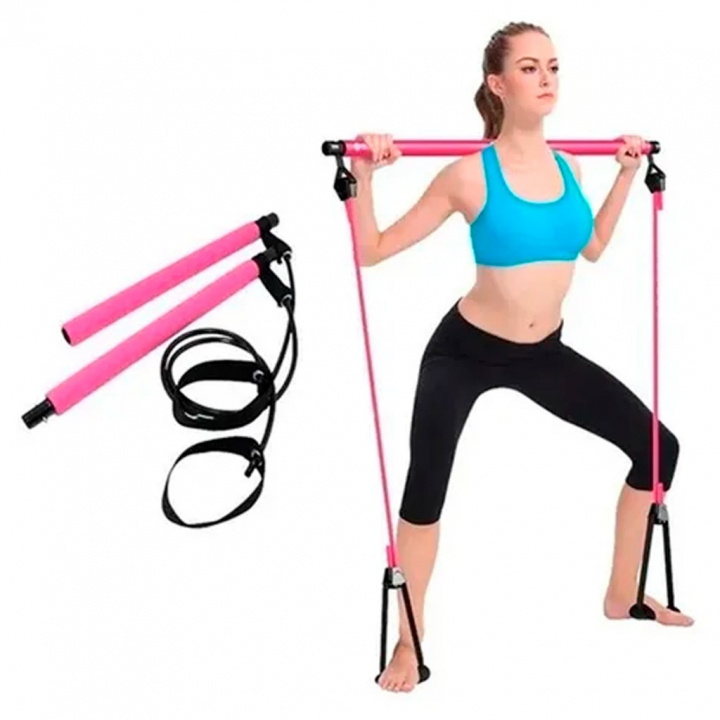 Fitnesstång med motståndsband, Rosa in the group Sport, leisure & Hobby / Exercise equipment / Exercise accessories at TP E-commerce Nordic AB (38-83332)