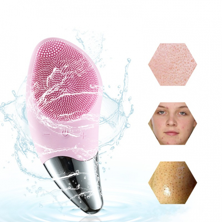 Vibrating facial cleanser in silicone, Pink in the group BEAUTY & HEALTH / Skin care / Face / Skin care tools at TP E-commerce Nordic AB (38-83335)
