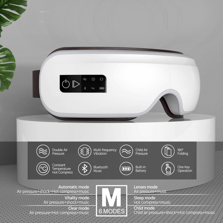Massage device for tired eyes with heat and Bluetooth music, White. in the group BEAUTY & HEALTH / Massage & Wellness / Massage at TP E-commerce Nordic AB (38-83336)