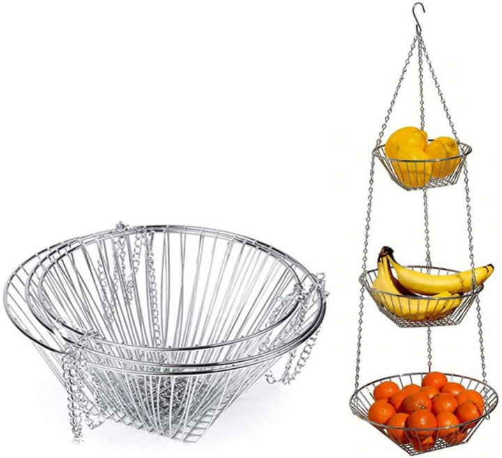 Hängande fruktkorg, 3-plan in the group HOME, HOUSEHOLD & GARDEN / Kitchen utensils / Other kitchen tools at TP E-commerce Nordic AB (38-83532)